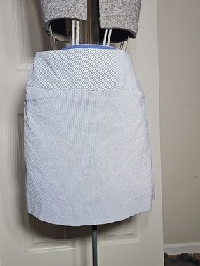 SC & Co Blue White Stripe Seersucker Golf Skort Tennis Athletic Skirt Size S